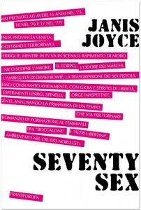 Libri: Seventy sex di Janis Joyce venerdi 30 Marzo h19